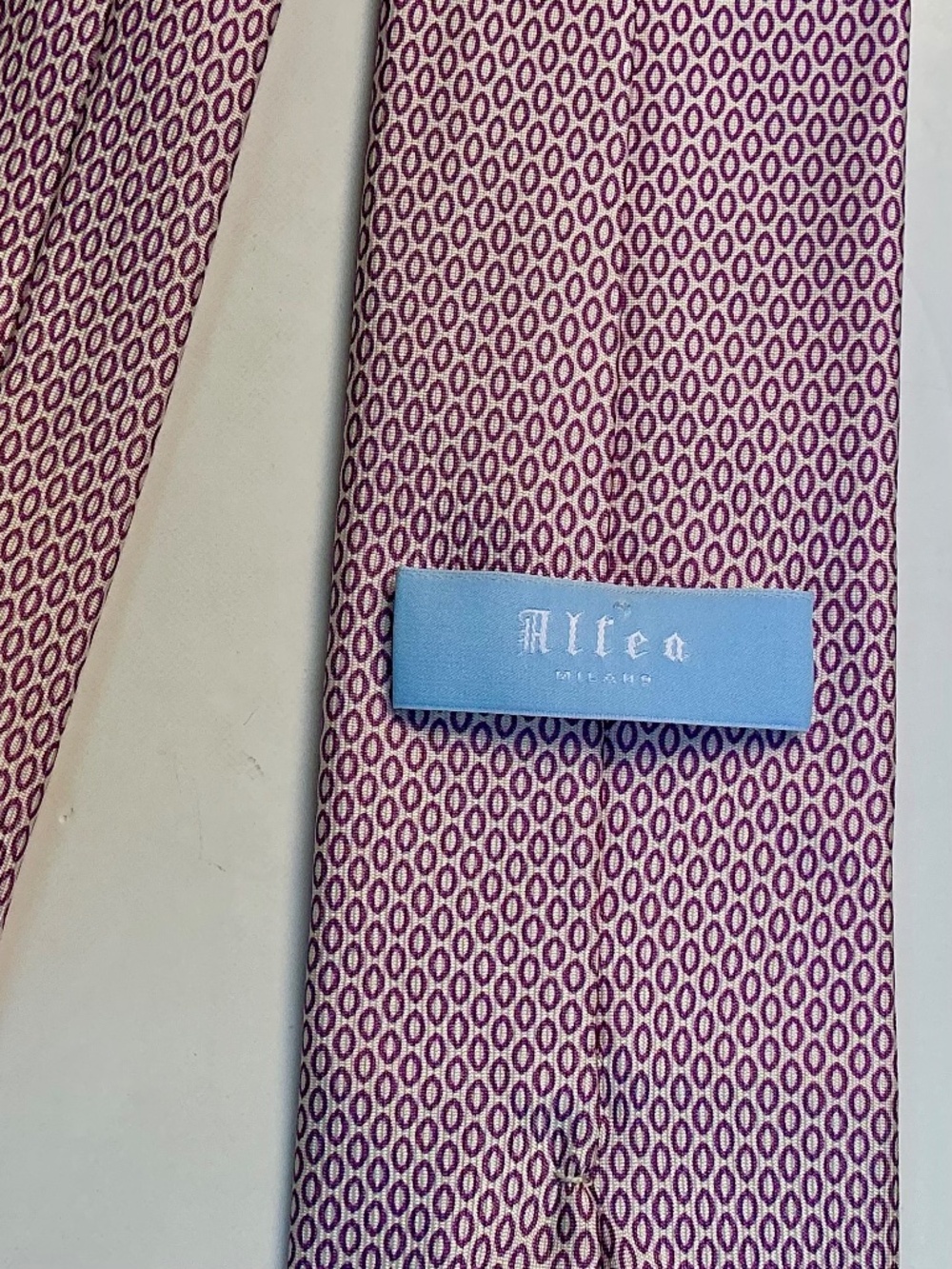 Altea Milano lovely pink , nice motifs Silk & cotton slim tie made in Italy 🇮🇹